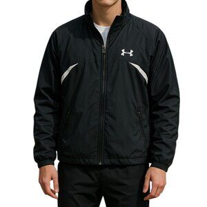 Under Armour Mens Black/White Climalite Fully Lined Front Zipper Jacket SZ Large